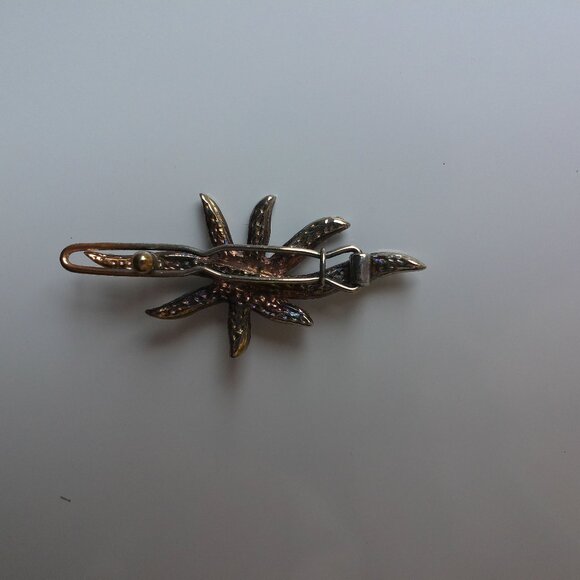 Floral Hair Clip, Gold/silver color, pink and white rhinestone, shiny crystals - Picture 6 of 7